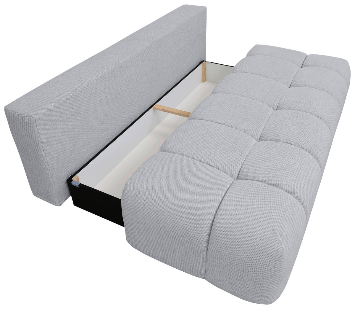 BOXSPRINGSOFA in Chenille Hellgrau  - Hellgrau/Schwarz, MODERN, Kunststoff/Textil (210/72/105cm) - Cantus