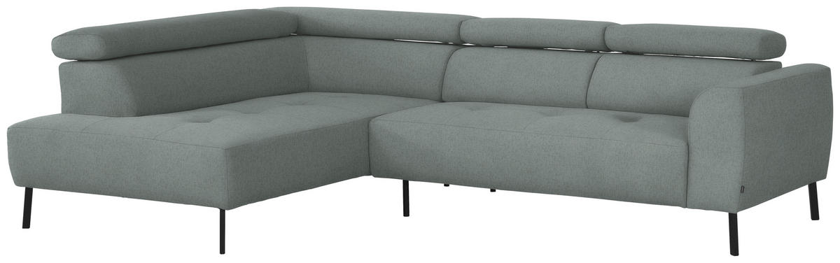 ECKSOFA in Chenille Silberfarben  205/280 cm  - Silberfarben/Schwarz, Design, Textil/Metall (205/280cm) - Xora