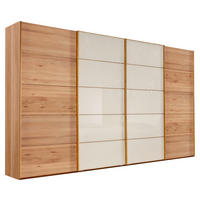 SCHWEBETÜRENSCHRANK 400/236/67 cm 4-türig Eichefarben, Magnolie  - Eichefarben/Magnolie, Design, Glas/Holz (400/236/67cm) - Linea Natura