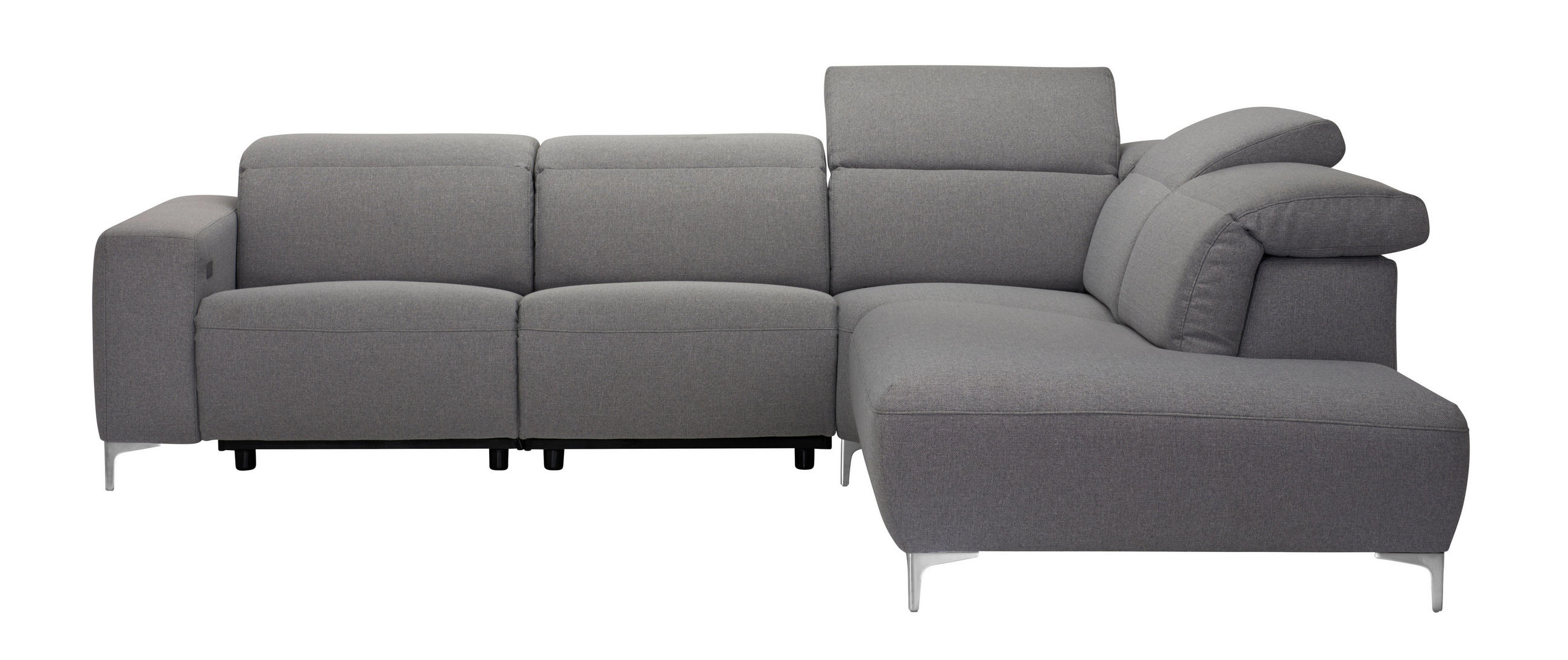 ECKSOFA Grau Flachgewebe  - Grau, Design, Textil/Metall (290/238cm) - Pure Home Lifestyle