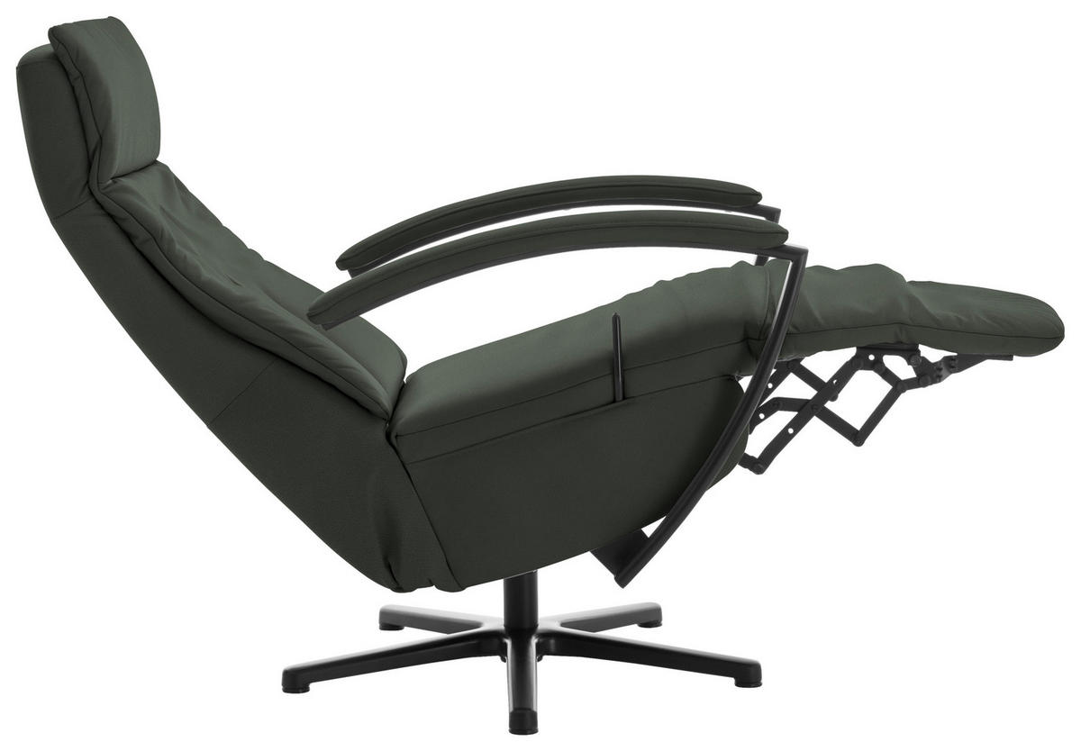 RELAXSESSEL in Leder Dunkelgrün  - Dunkelgrün/Schwarz, Design, Leder/Metall (76/112/83cm) - Beldomo Speed