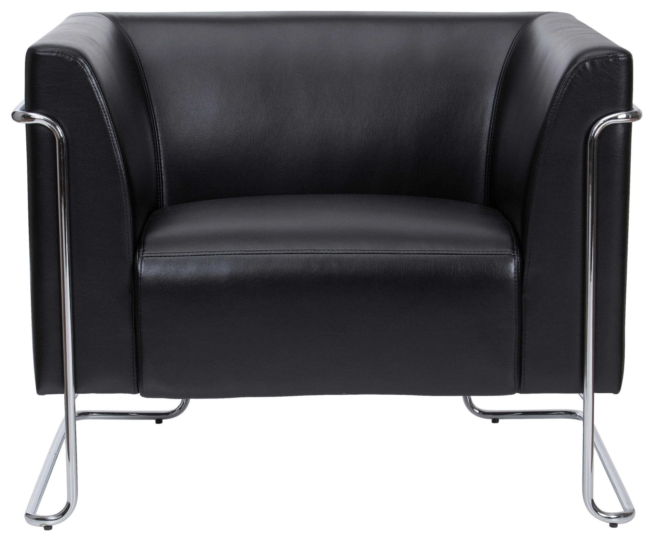 DESIGNSESSEL Lederlook Schwarz    - Chromfarben/Schwarz, MODERN, Textil/Metall (88/74/74cm) - MID.YOU