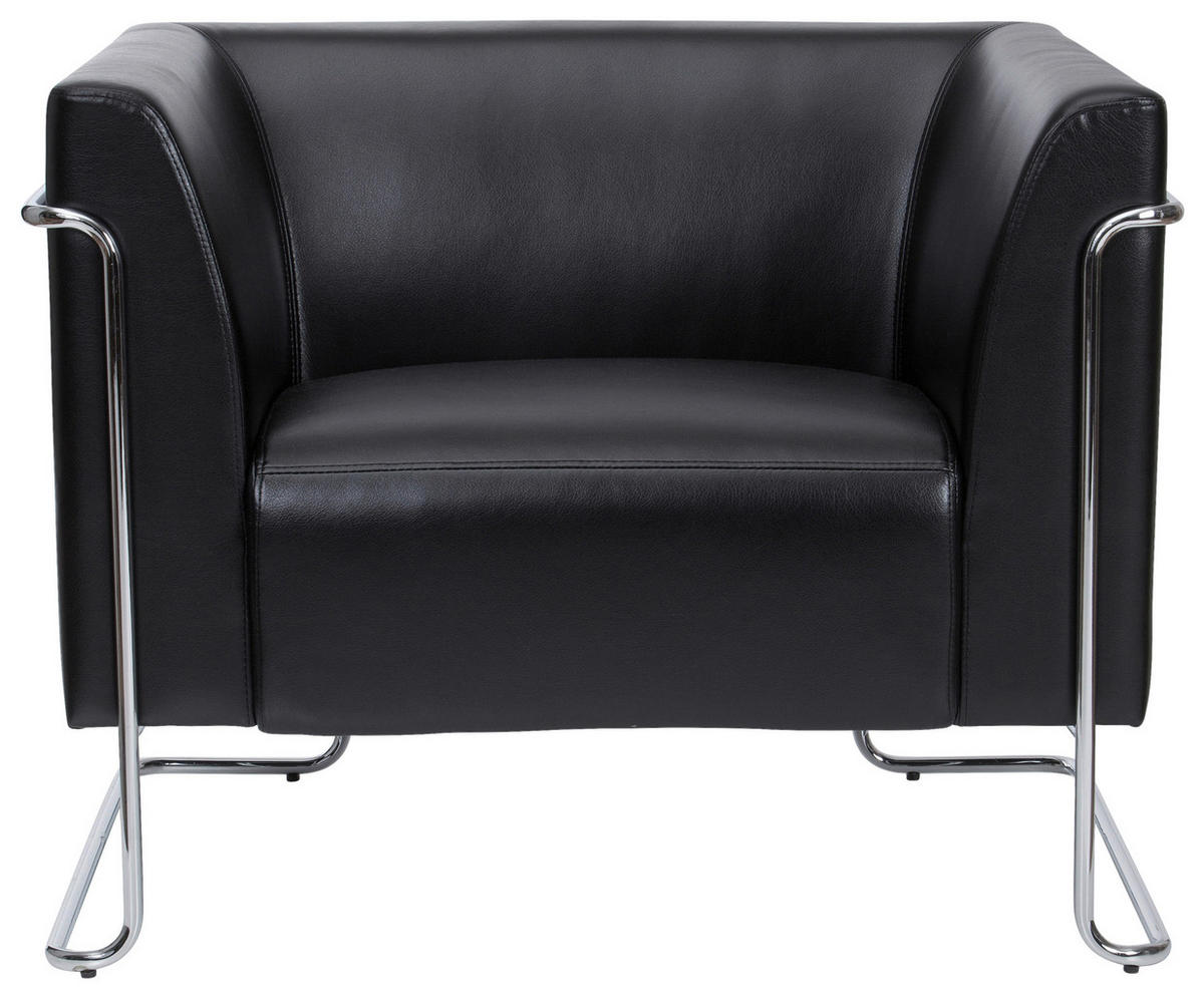 DESIGNSESSEL Lederlook Schwarz    - Chromfarben/Schwarz, MODERN, Textil/Metall (88/74/74cm) - MID.YOU