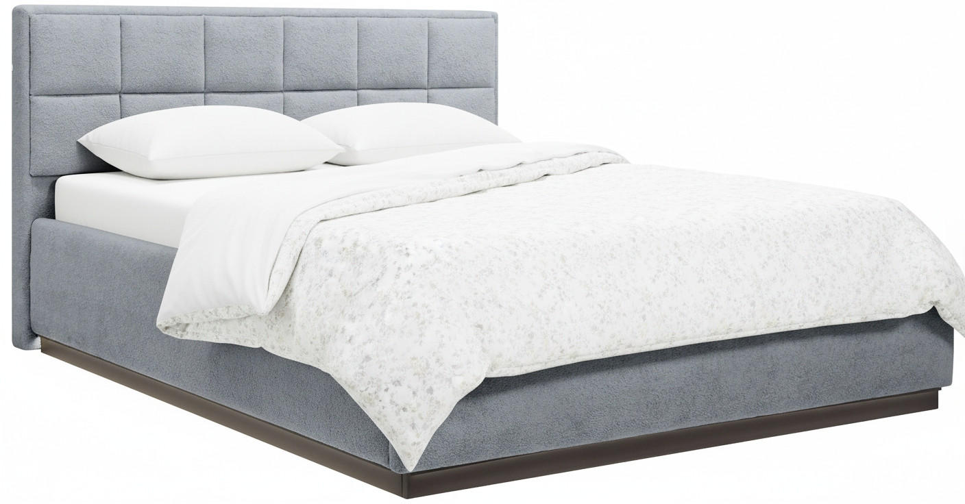 POLSTERBETT 140/200 cm,  in Hellgrau, gepolstertes Kopfteil, Beleuchtung, Lattenrost, Bettkasten,  - Birkefarben/Hellgrau, Design, Holz/Holzwerkstoff (140/200cm) - Chameo