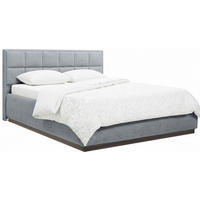 POLSTERBETT 140/200 cm,  in Hellgrau, gepolstertes Kopfteil, Beleuchtung, Lattenrost, Bettkasten,  - Birkefarben/Hellgrau, Design, Holz/Holzwerkstoff (140/200cm) - Chameo