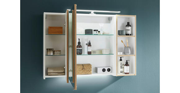 SPIEGELSCHRANK 105/70,3/17,3 cm  - Eichefarben/Weiß, KONVENTIONELL, Glas/Holzwerkstoff (105/70,3/17,3cm) - Dieter Knoll