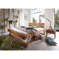 BALKENBETT - Eichefarben/Honig, KONVENTIONELL, Holz/Metall (200/200cm) - Livetastic