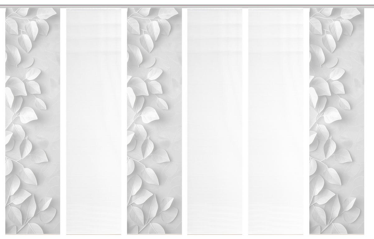 FLÄCHENVORHANG  6 Stück  blickdicht  60/260 cm   - Grau Hochglanz/Weiß, Natur, Textil (60/260cm)