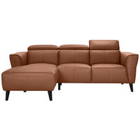 ECKSOFA 173/223 cm  in Echtleder Cognac  173/223 cm  - Cognac/Schwarz, KONVENTIONELL, Leder/Holz (173/223cm) - P & B