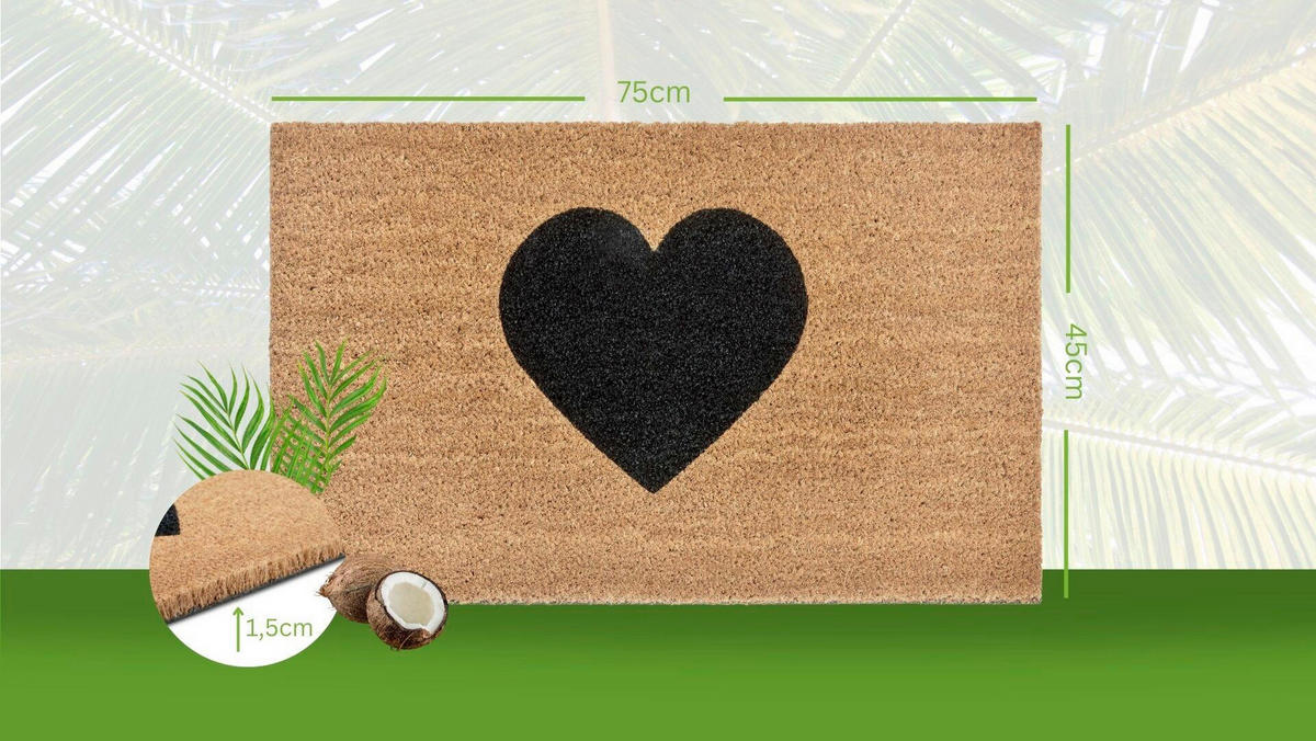 KOKOSMATTE  45/75 cm  Schwarz, Hellbraun  - Hellbraun/Schwarz, Basics, Naturmaterialien/Kunststoff (45/75cm)