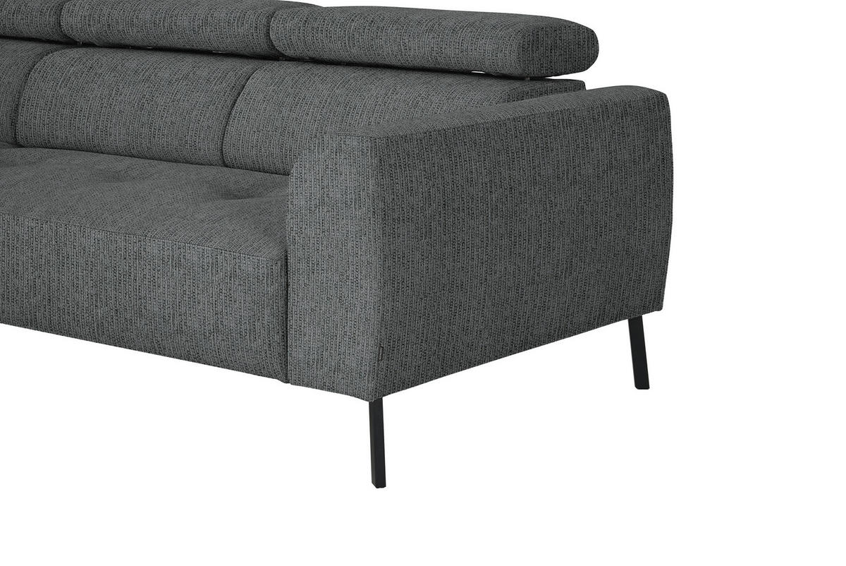 ECKSOFA in Webstoff Dunkelgrau  205/280 cm  - Dunkelgrau/Schwarz, Design, Textil/Metall (205/280cm) - Xora