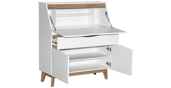 SEKRETÄR Stauraum - Eichefarben/Weiß, MODERN, Holz/Holzwerkstoff (96,5/113,5/40-76cm) - Venda