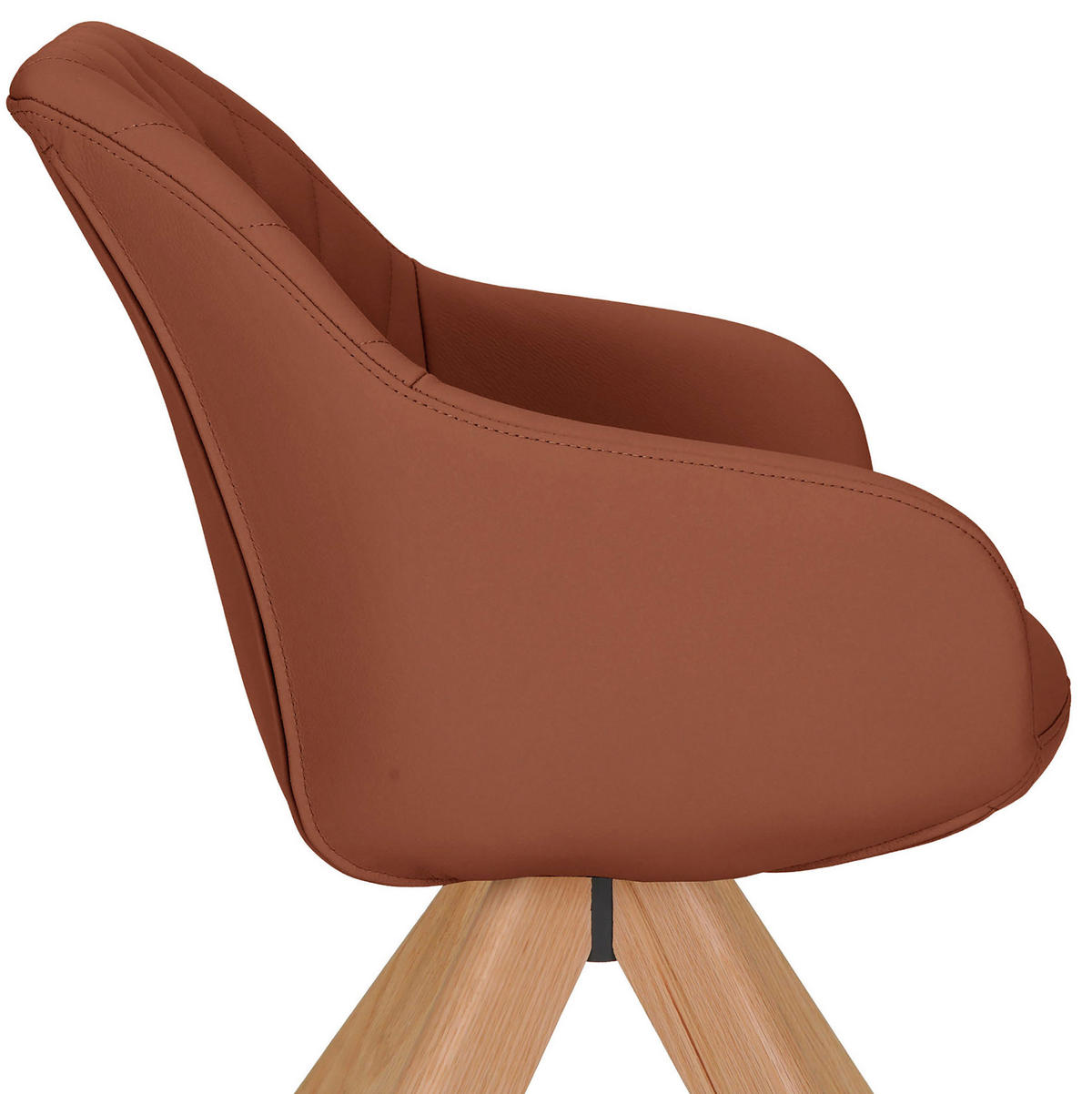 ARMLEHNSTUHL  Typenauswahl, Sitzfläche 360° drehbar, automatische Rückholfunktion  Echtleder  - Cognac/Naturfarben, Design, Leder/Holz (60/83/65cm) - Landscape