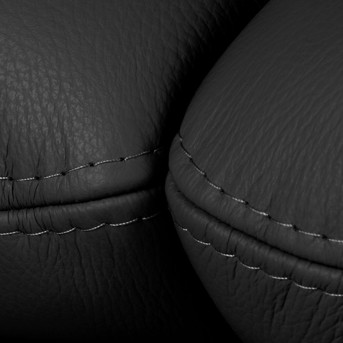 2-SITZER-SOFA Schwarz Echtleder  - Silberfarben/Schwarz, Design, Leder/Metall (164/90/88cm) - Livetastic