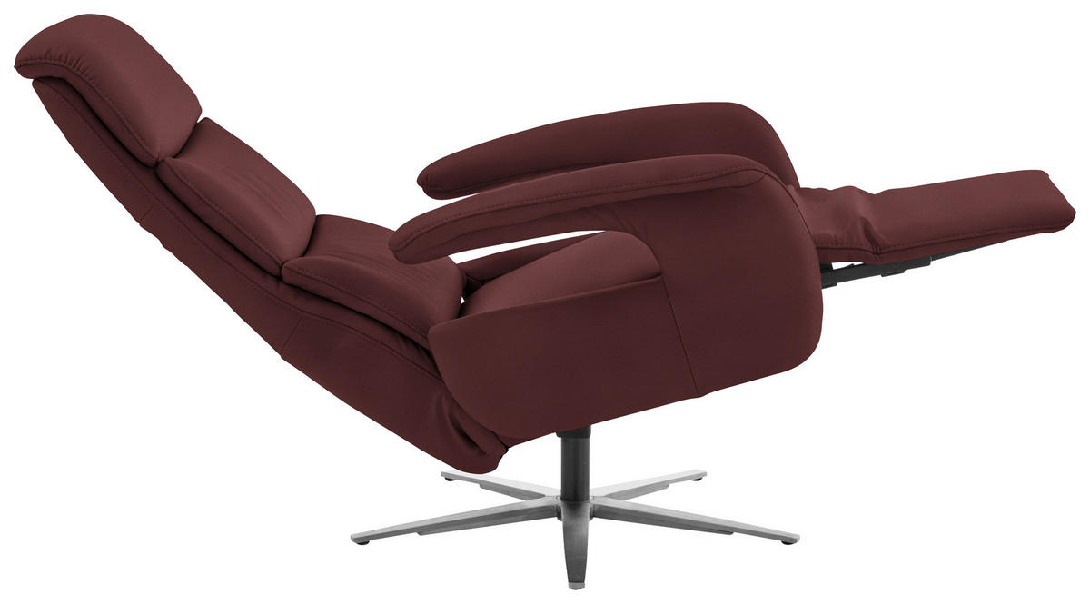 RELAXSESSEL Leder Beere  - Edelstahlfarben/Beere, Design, Leder/Metall (76/119/86cm) - Dieter Knoll
