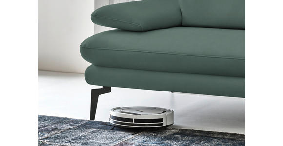 2,5-SITZER  in Echtleder Opal   - Opal/Schwarz, Design, Leder/Metall (196/86/104cm) - Dieter Knoll