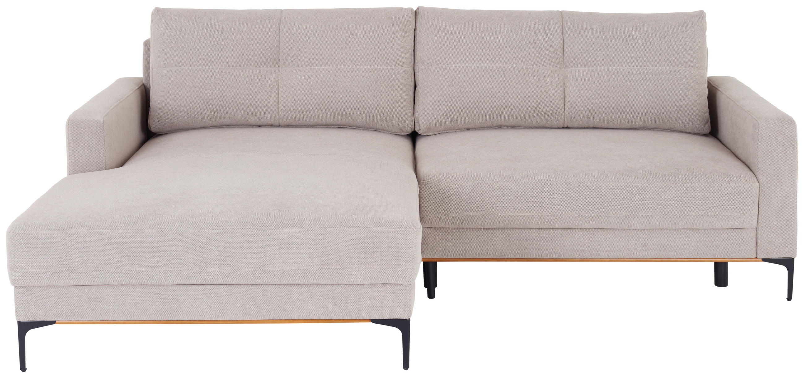 Ecksofa mit Schlaffunktion Beige  - Beige/Schwarz, MODERN, Textil/Metall (162/238cm) - Ondega