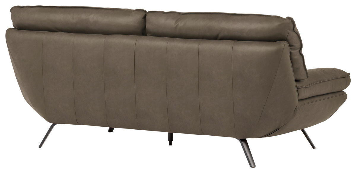 2,5-SITZER in Leder Graubraun  - Graubraun/Schwarz, Design, Leder/Metall (206/94/95cm) - Celina
