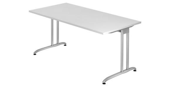 SCHREIBTISCH 160/80/72 cm  in Weiß  - Silberfarben/Weiß, KONVENTIONELL, Holzwerkstoff/Metall (160/80/72cm) - Venda