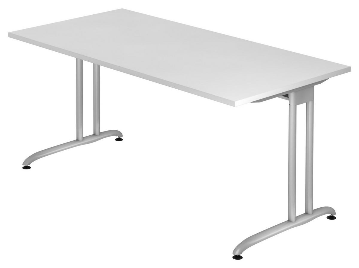 SCHREIBTISCH 160/80/72 cm  in Weiß  - Silberfarben/Weiß, KONVENTIONELL, Holzwerkstoff/Metall (160/80/72cm) - Venda