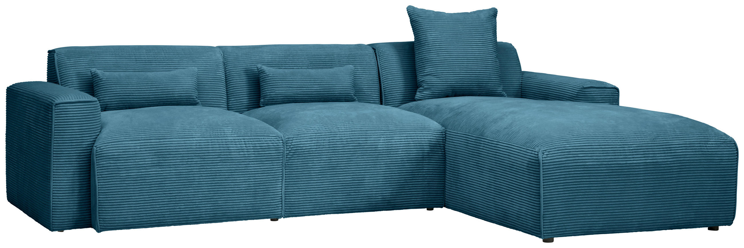ECKSOFA Hellblau Cord  - Schwarz/Hellblau, Design, Kunststoff/Textil (303/196cm) - Livetastic
