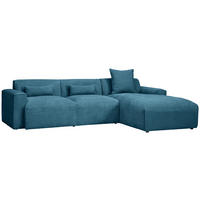 ECKSOFA Hellblau Cord  - Schwarz/Hellblau, Design, Kunststoff/Textil (303/196cm) - Livetastic
