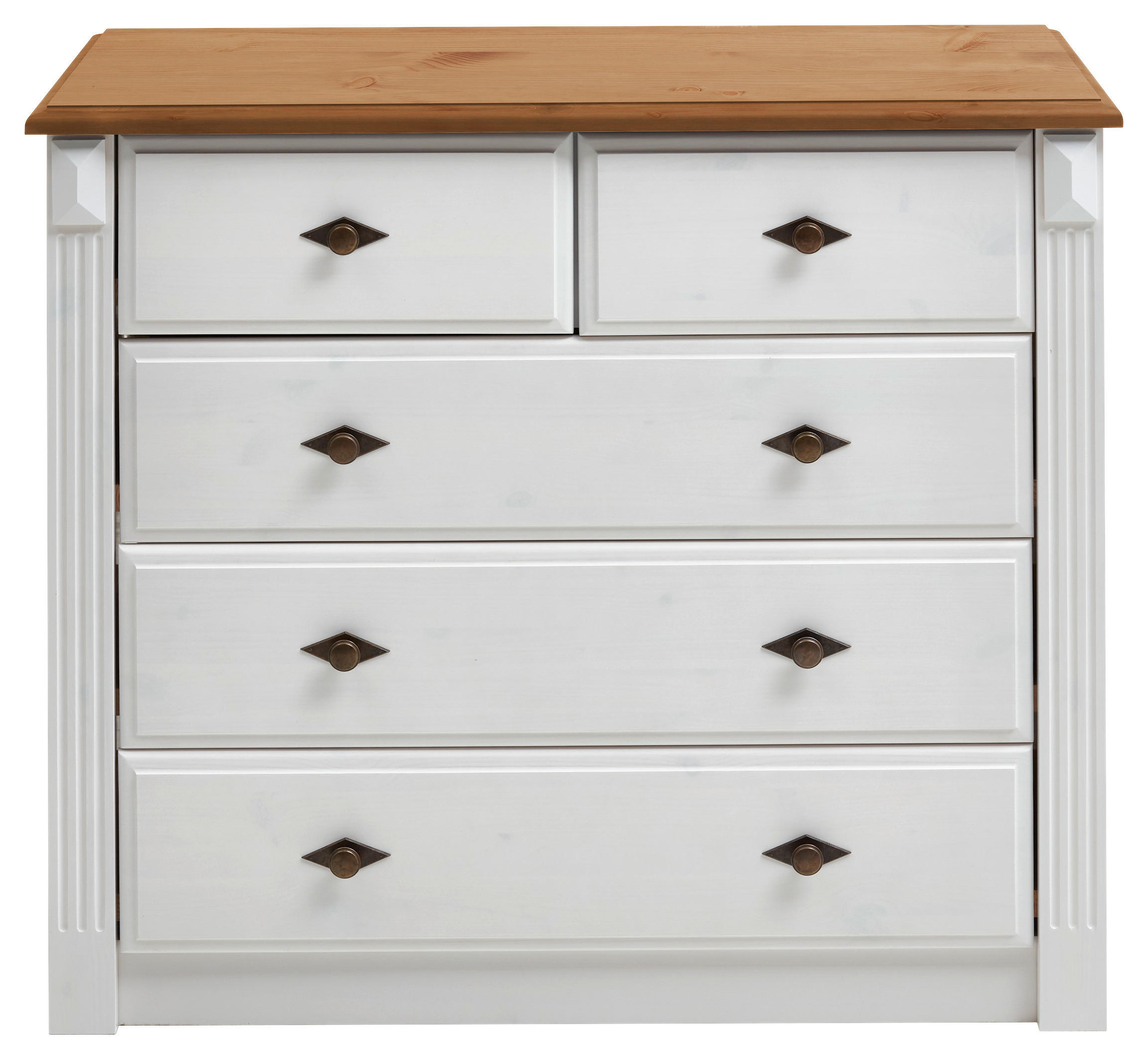 KOMMODE  in 101/87/48 cm  - Laugenfarbig/Weiß, ROMANTIK / LANDHAUS, Holz/Metall (101/87/48cm) - Boxxx