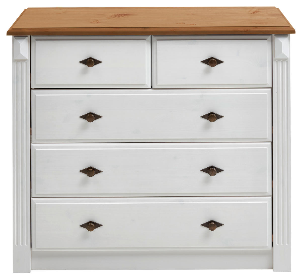 KOMMODE  in 101/87/48 cm  - Laugenfarbig/Weiß, ROMANTIK / LANDHAUS, Holz/Metall (101/87/48cm) - Boxxx