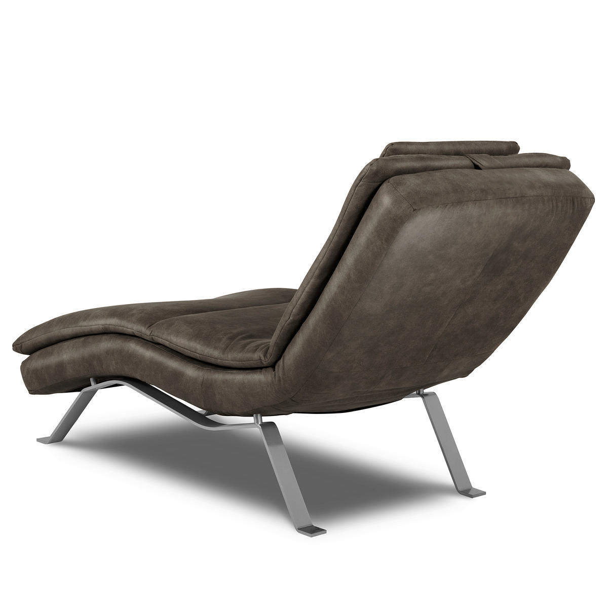 RELAXLIEGE in Echtleder Fango  - Fango/Silberfarben, Design, Leder/Metall (65/95/171cm) - Celina Home