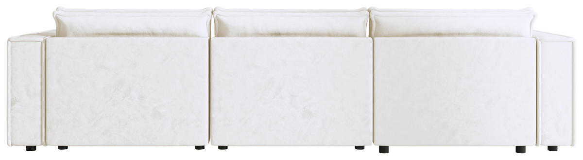 WOHNLANDSCHAFT Creme Webstoff  - Creme/Schwarz, MODERN, Kunststoff/Textil (153/350/153cm) - Xora