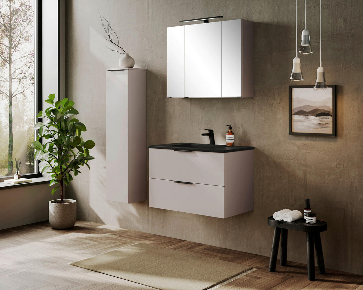 SPIEGELSCHRANK 80/64/20 cm  - Kaschmir/Schwarz, Modern, Glas/Holzwerkstoff (80/64/20cm) - Held