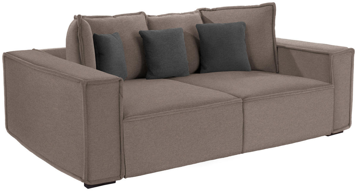 BIGSOFA in Taupe, Dunkelgrau  - Taupe/Dunkelgrau, MODERN, Holz/Textil (244/62/117cm) - Luca Bessoni