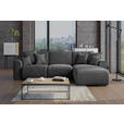 ECKSOFA in Velours Dunkelgrau  - Chromfarben/Dunkelgrau, KONVENTIONELL, Kunststoff/Textil (293/195cm) - Carryhome