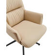 ARMLEHNSTUHL  Sitzfläche 360° drehbar, Wippfunktion, automatische Rückholfunktion  Echtleder  Beige  - Beige/Schwarz, Design, Leder/Metall (65/89/64cm) - Novel