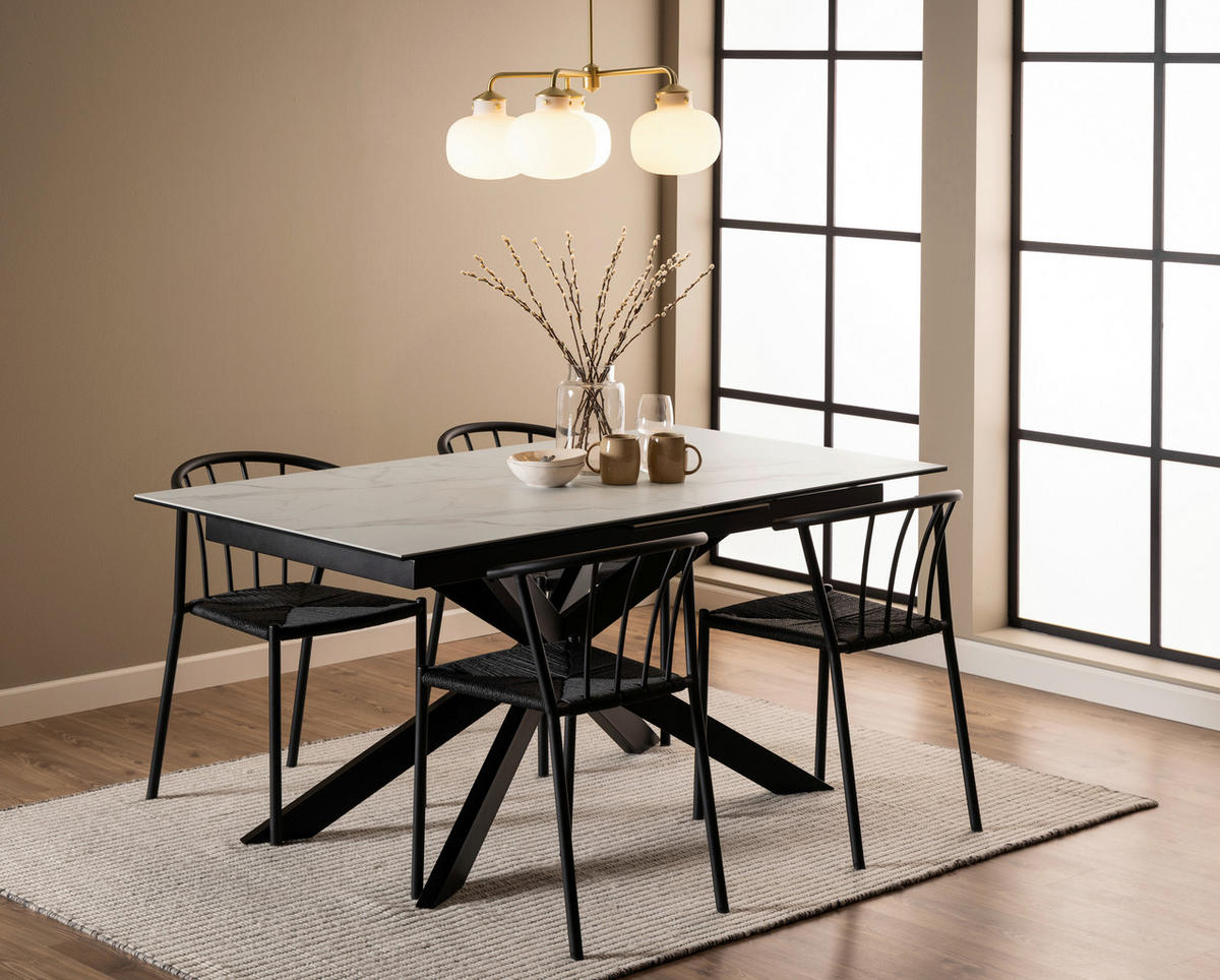ESSTISCH in Metall, Glas, Keramik  - Schwarz/Weiß, Design, Glas/Keramik (210/90cm) - MID.YOU
