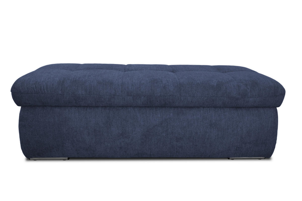 HOCKER Mikrofaser Dunkelblau  - Chromfarben/Dunkelblau, KONVENTIONELL, Textil/Metall (136/43/64cm) - MID.YOU