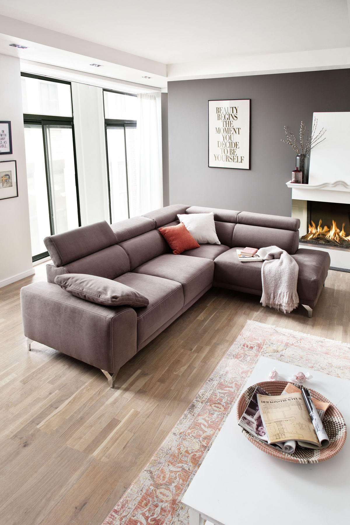 SEDEŽNA GARNITURA, mikrovlakna antracit  - antracit, Moderno, tekstil (274/209cm) - Pure Home Lifestyle