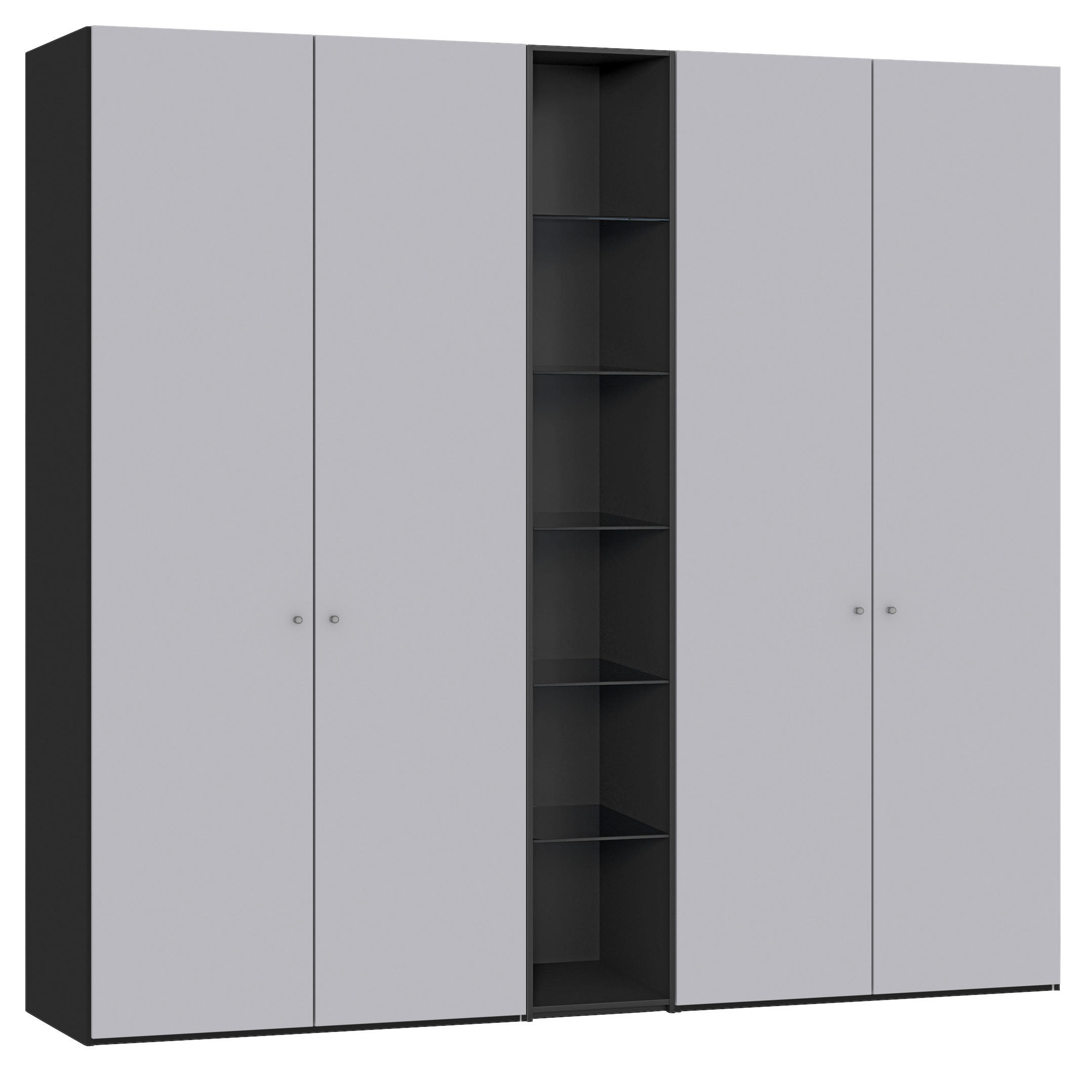 DREHTÜRENSCHRANK in Schwarz, Hellgrau  - Silberfarben/Hellgrau, Design, Glas/Holzwerkstoff (241/220/59cm) - Jutzler