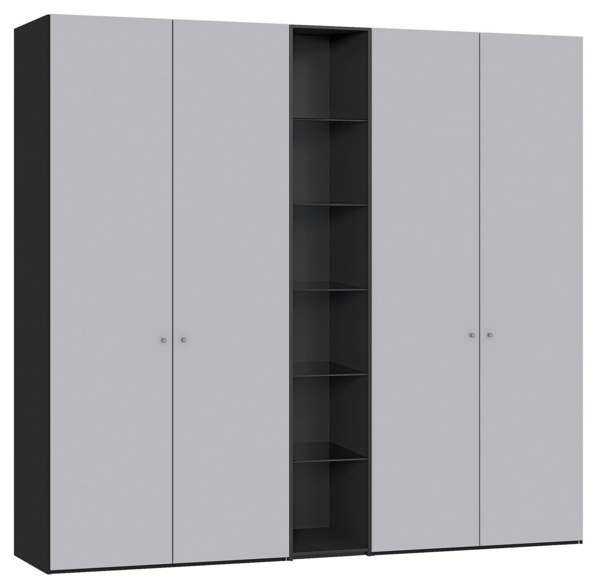 DREHTÜRENSCHRANK in Schwarz, Hellgrau  - Silberfarben/Hellgrau, Design, Glas/Holzwerkstoff (241/220/59cm) - Jutzler
