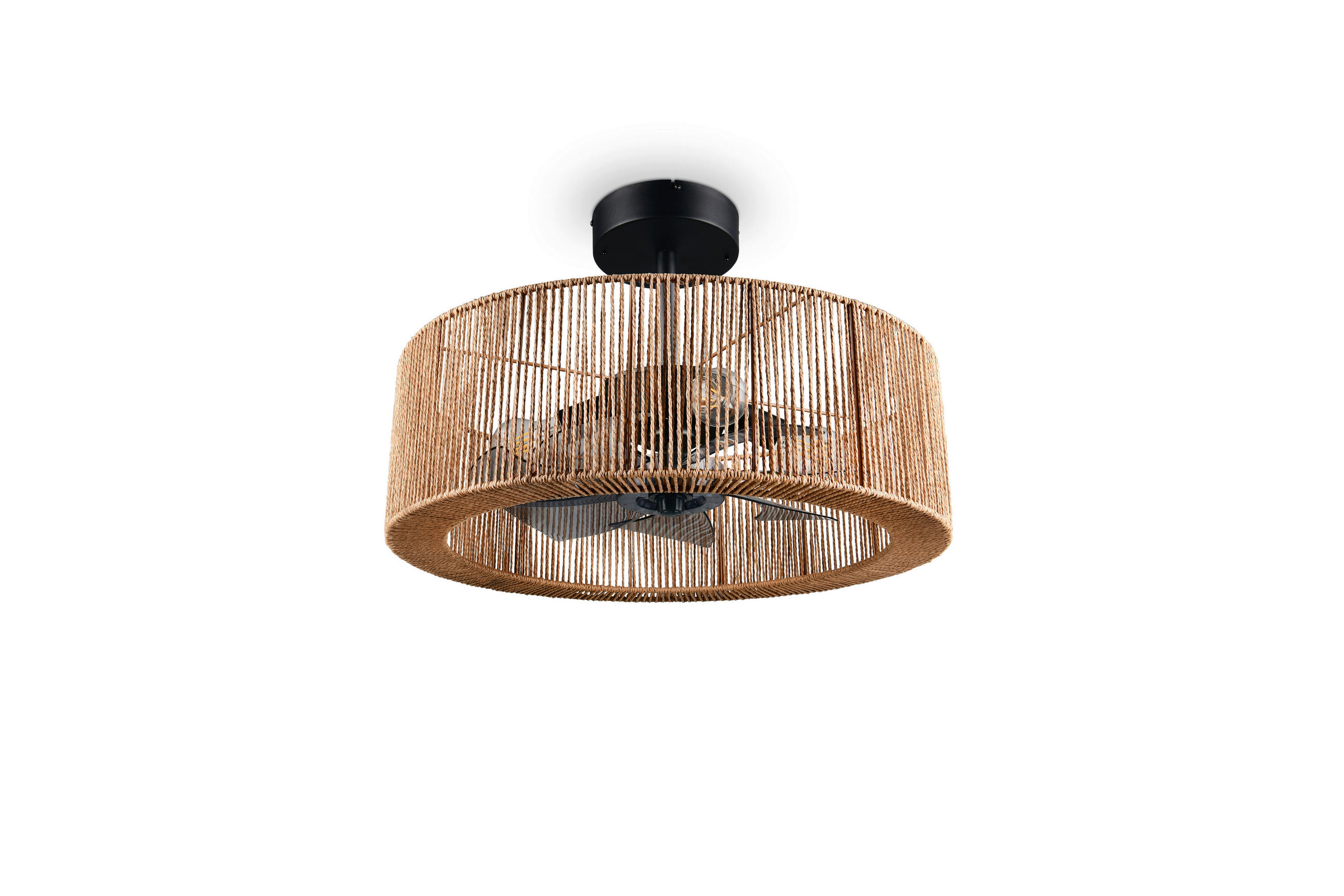 DECKENVENTILATOR - Schwarz/Braun, Design, Kunststoff/Textil (61/5cm)