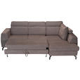 ECKSOFA Dunkelbraun Chenille  - Dunkelbraun/Schwarz, KONVENTIONELL, Textil/Metall (240/185cm) - Carryhome