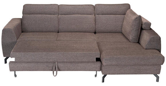 ECKSOFA Dunkelbraun Chenille  - Dunkelbraun/Schwarz, KONVENTIONELL, Textil/Metall (240/185cm) - Carryhome