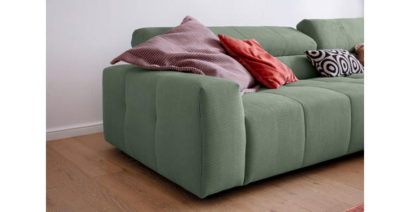 ECKSOFA Olivgrün Feincord  - Schwarz/Olivgrün, KONVENTIONELL, Kunststoff/Textil (311/219cm) - Hom`in