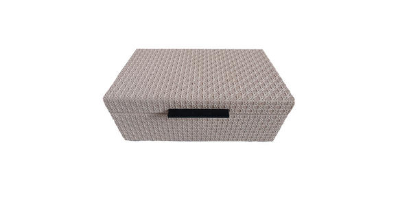 DEKOBOX 34/20/12,5 cm - Creme, Design, Leder/Holzwerkstoff (34/20/12,5cm) - Ambia Home