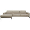ECKSOFA Greige Echtleder  - Greige/Schwarz, MODERN, Leder/Holz (175/299cm) - Livetastic