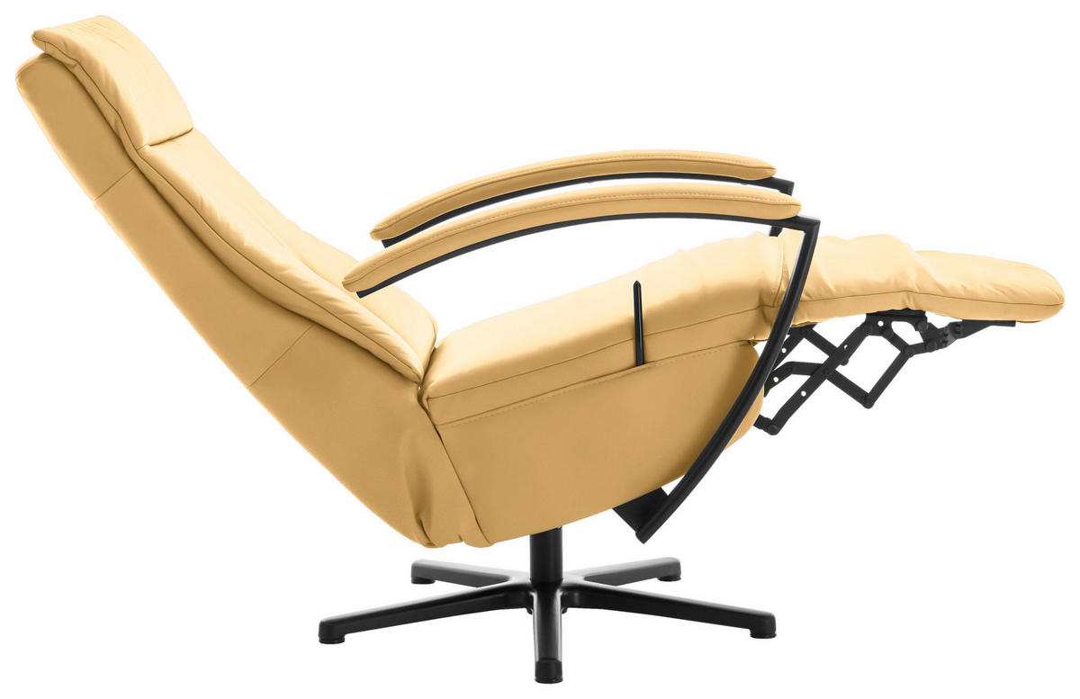 RELAXSESSEL in Leder Gelb  - Gelb/Schwarz, Design, Leder/Metall (76/112/83cm) - Beldomo Speed
