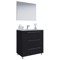 BADEZIMMER 3-teilig  in 60 cm  - Alufarben/Schwarz, MODERN, Keramik/Holzwerkstoff (60cm) - MID.YOU