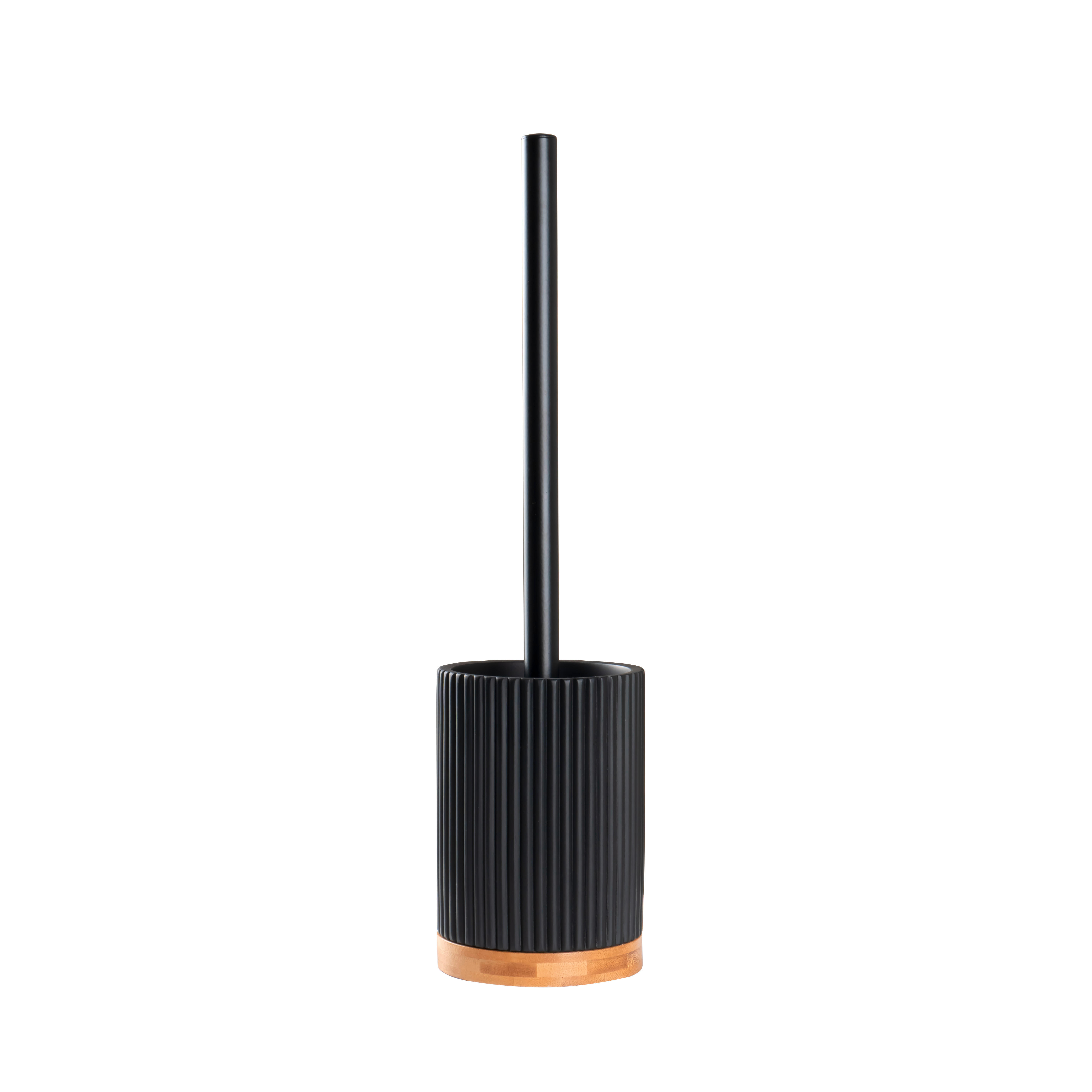 WC-BÜRSTENGARNITUR in Metall  Kunststoff   - Schwarz, Basics, Holz/Kunststoff (9,5/40/9,5cm) - Sadena