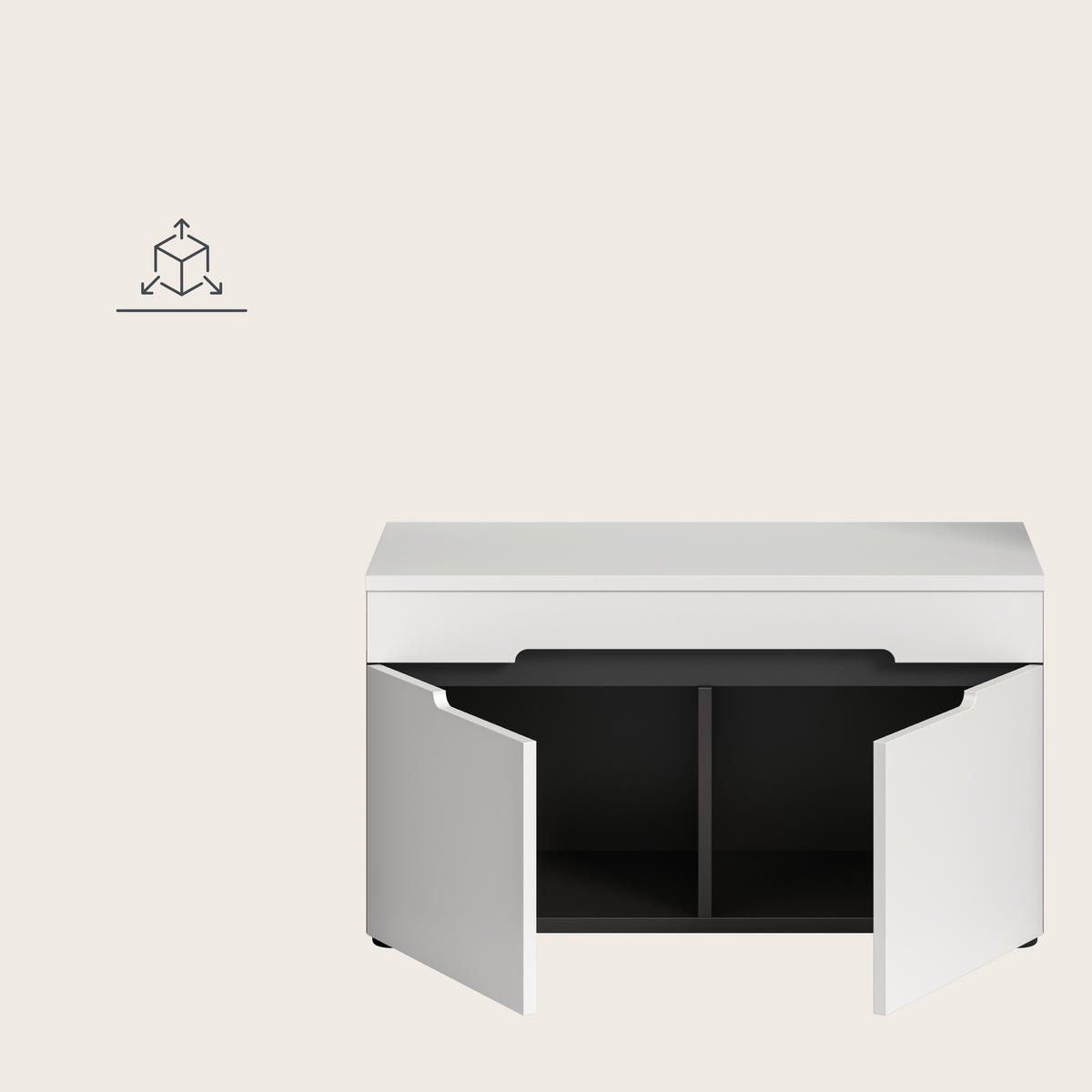 SITZBANK 80/45/37 cm Grau, Weiß Kunststoff  - Schwarz/Weiß, Design, Kunststoff (80/45/37cm) - Livetastic