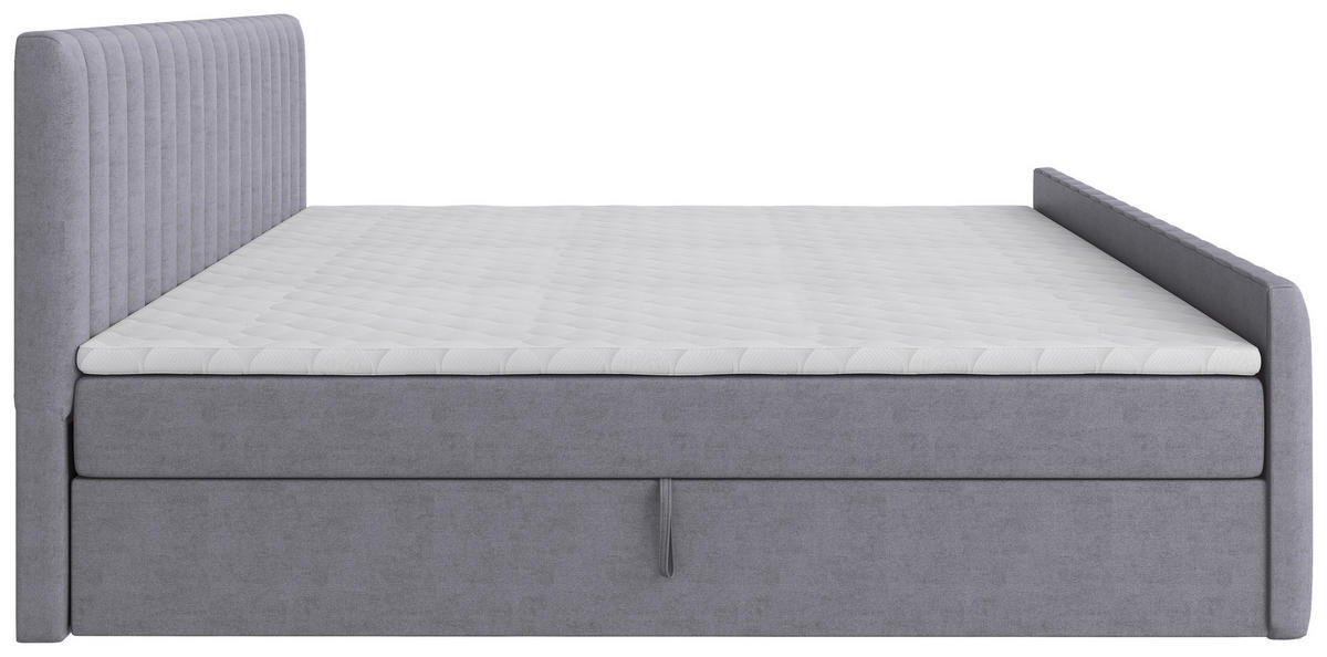 BOXBETT 180/200 cm,  in Silberfarben, gepolstertes Kopfteil, Bettkasten, Topper, Matratzen, H3 + H3 = fest  - Silberfarben/Schwarz, Basics, Kunststoff/Textil (180/200cm) - Chameo